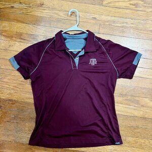 Texas A&M Aggies Maroon Polo Shirt with Grey Accents (Size Large )